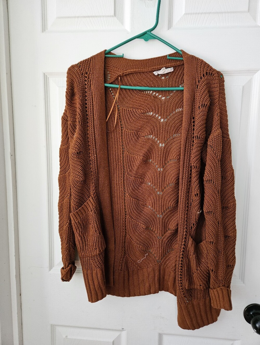 Pink Republic Rust Open-Front Knit Cardigan